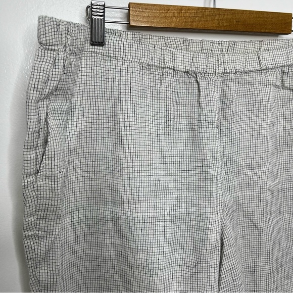 EILEEN FISHER Organic Linen Check Straight Pull On Pants - Picture 3 of 7